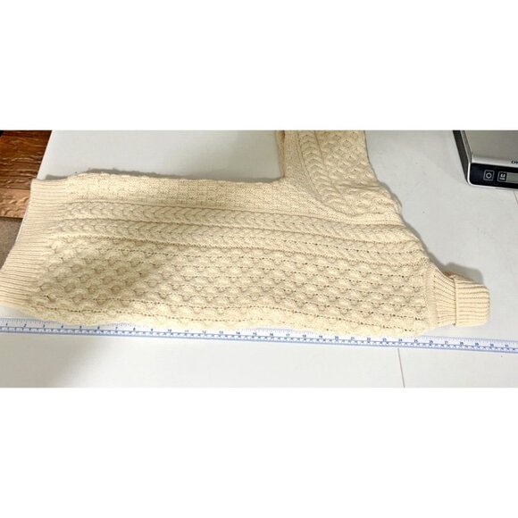 Inis Crafts Cream-Coloured Cable-Knit Thick Wool Sweater Women's Size M - Picture 10 of 10